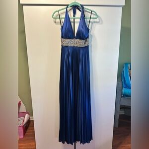 XOXO Royal Blue Maxi Dress with Silver Accents